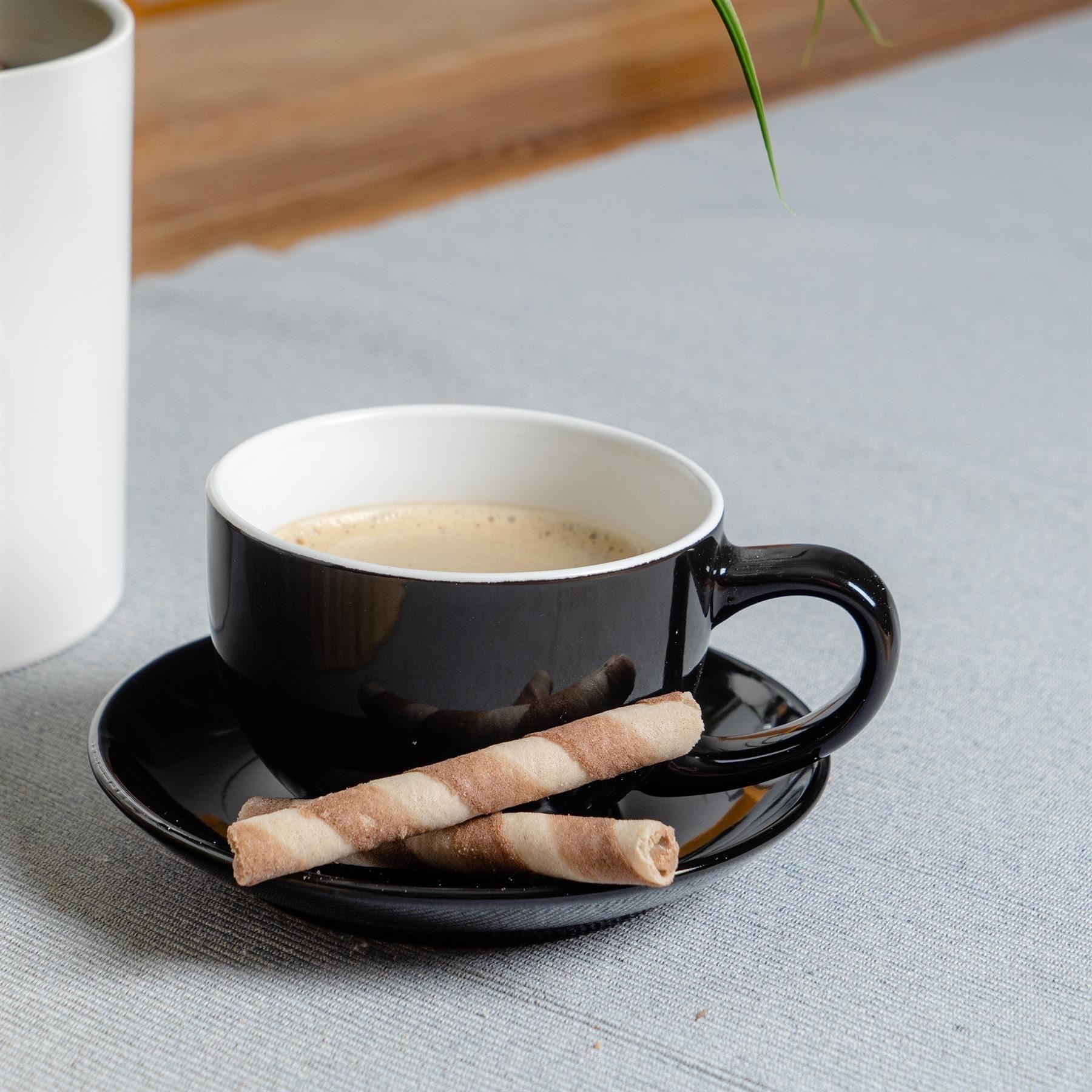 250ml Coloured China Cappuccino Cup & Saucer Set