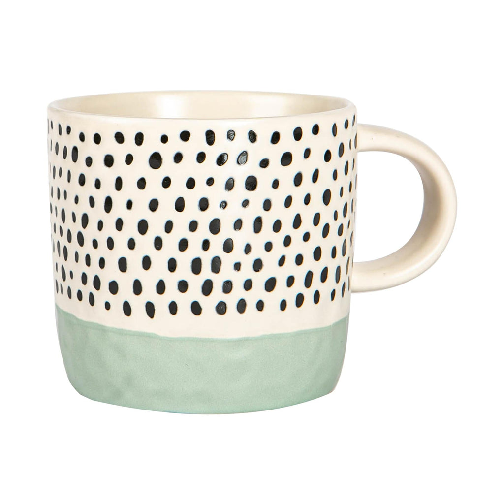 385ml Dipped Spot Stoneware Coffee Mugs - Pack of 6