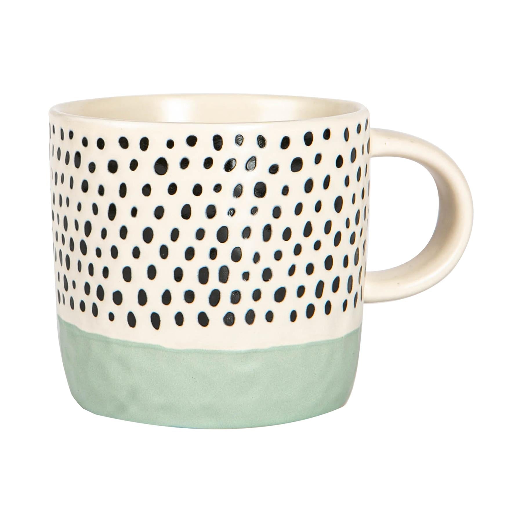385ml Dipped Spot Stoneware Coffee Mugs - Pack of 6