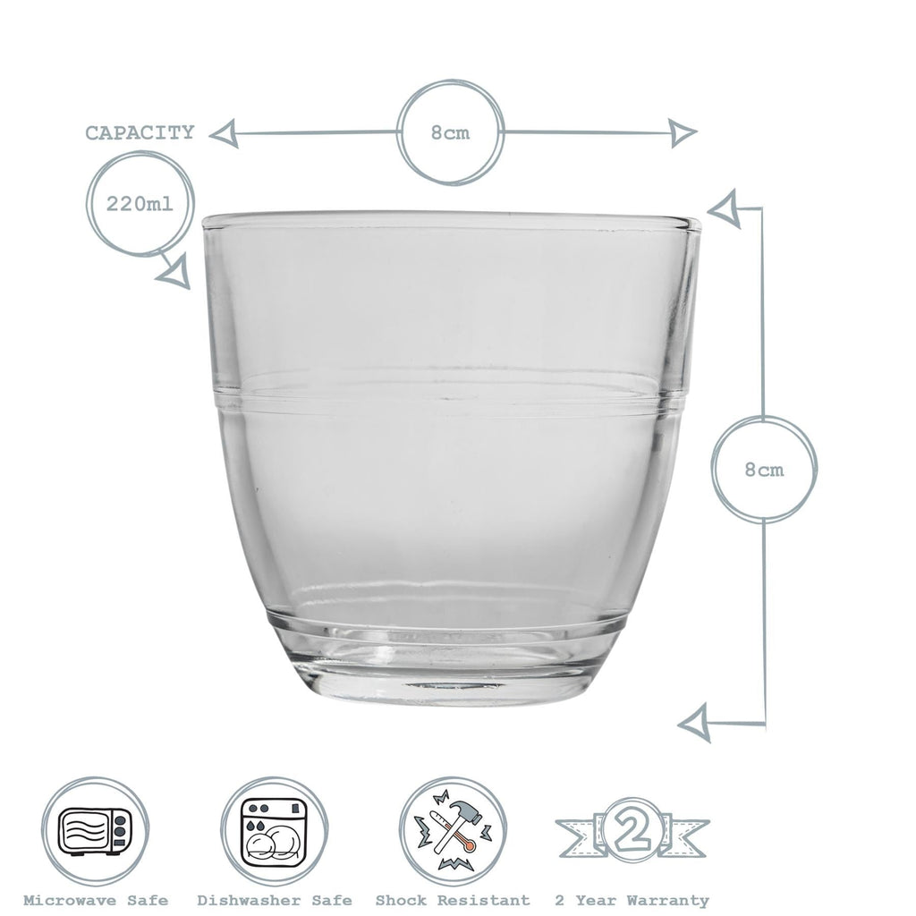 220ml Gigogne Glass Coffee Cups & Saucers - Pack of Six