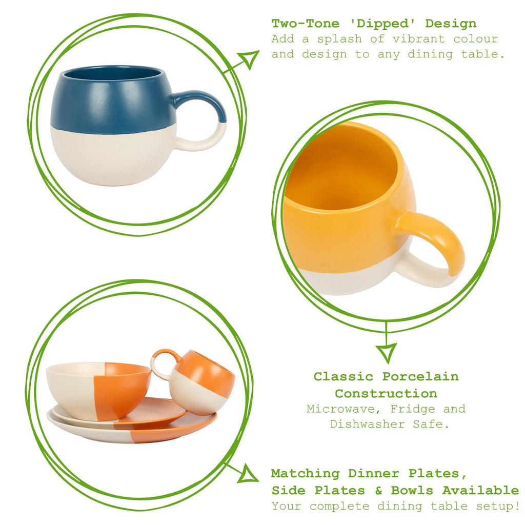 340ml Colour Block Sphere Stoneware Mugs - Navy - Pack of 4