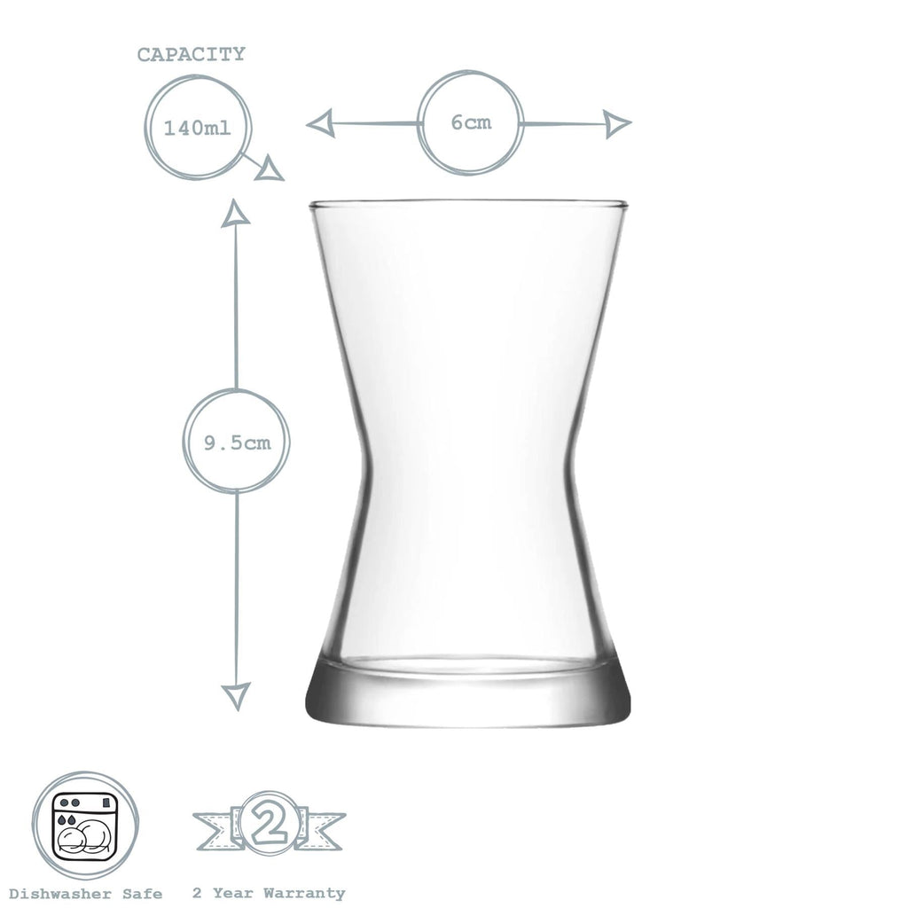140ml Derin Turkish Glass Tea Cups & Saucers - Six Sets