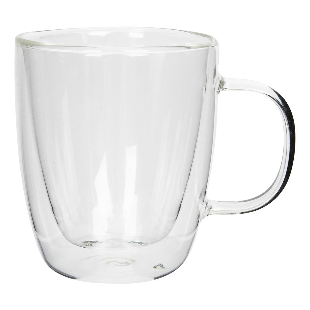 386ml Double Walled Glass Coffee Mugs - Pack of Two