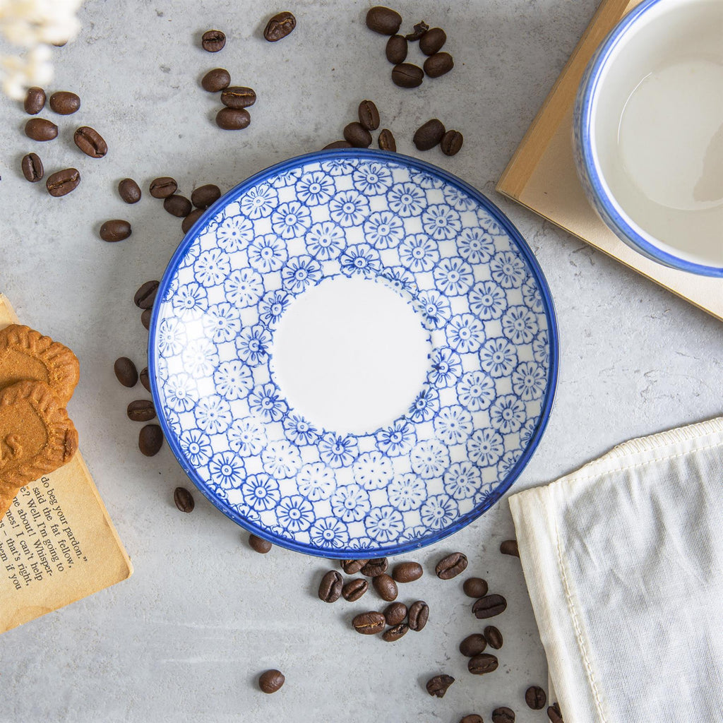 14.5cm Hand Printed China Cappuccino Saucers - Pack of Six