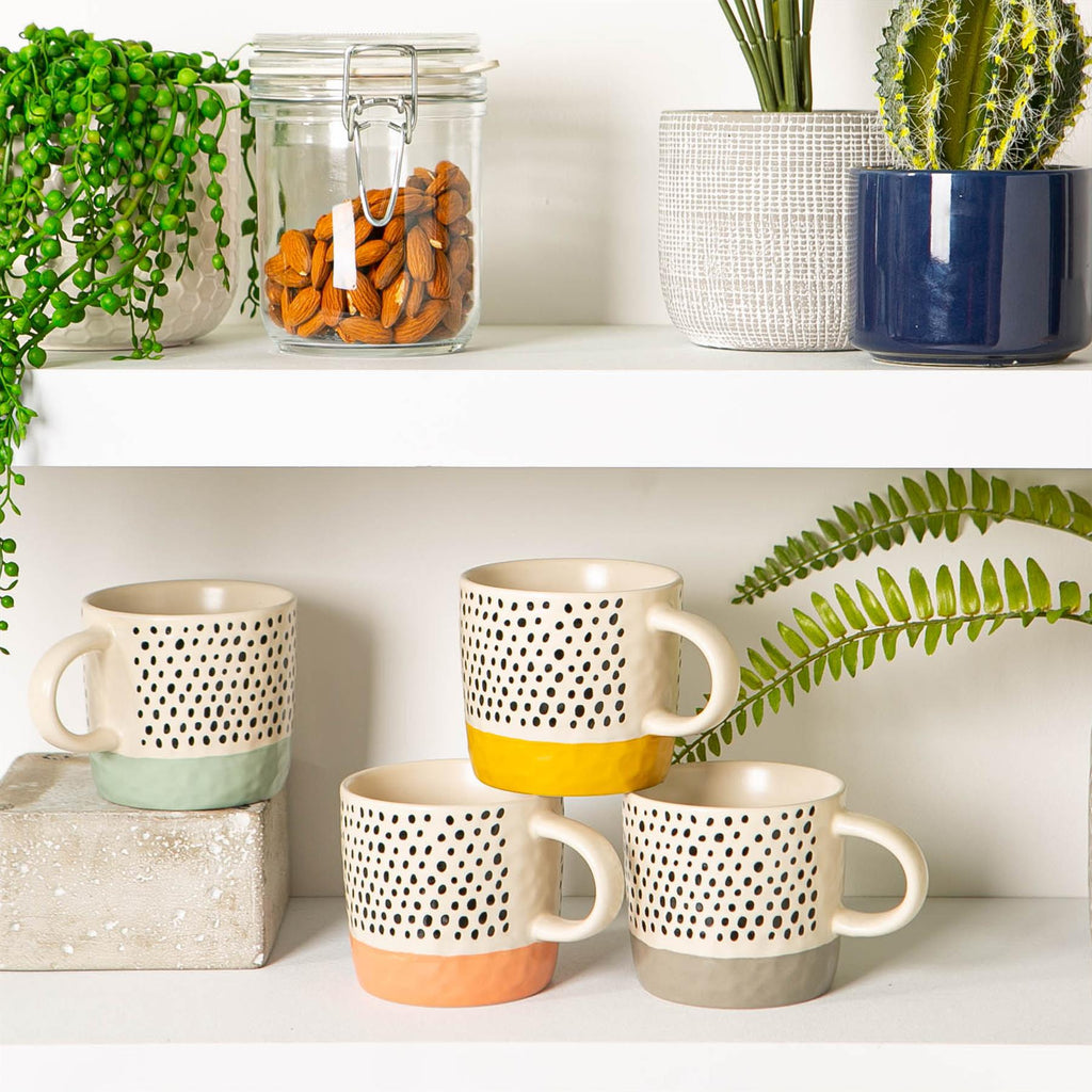 385ml Dipped Spot Stoneware Coffee Mug