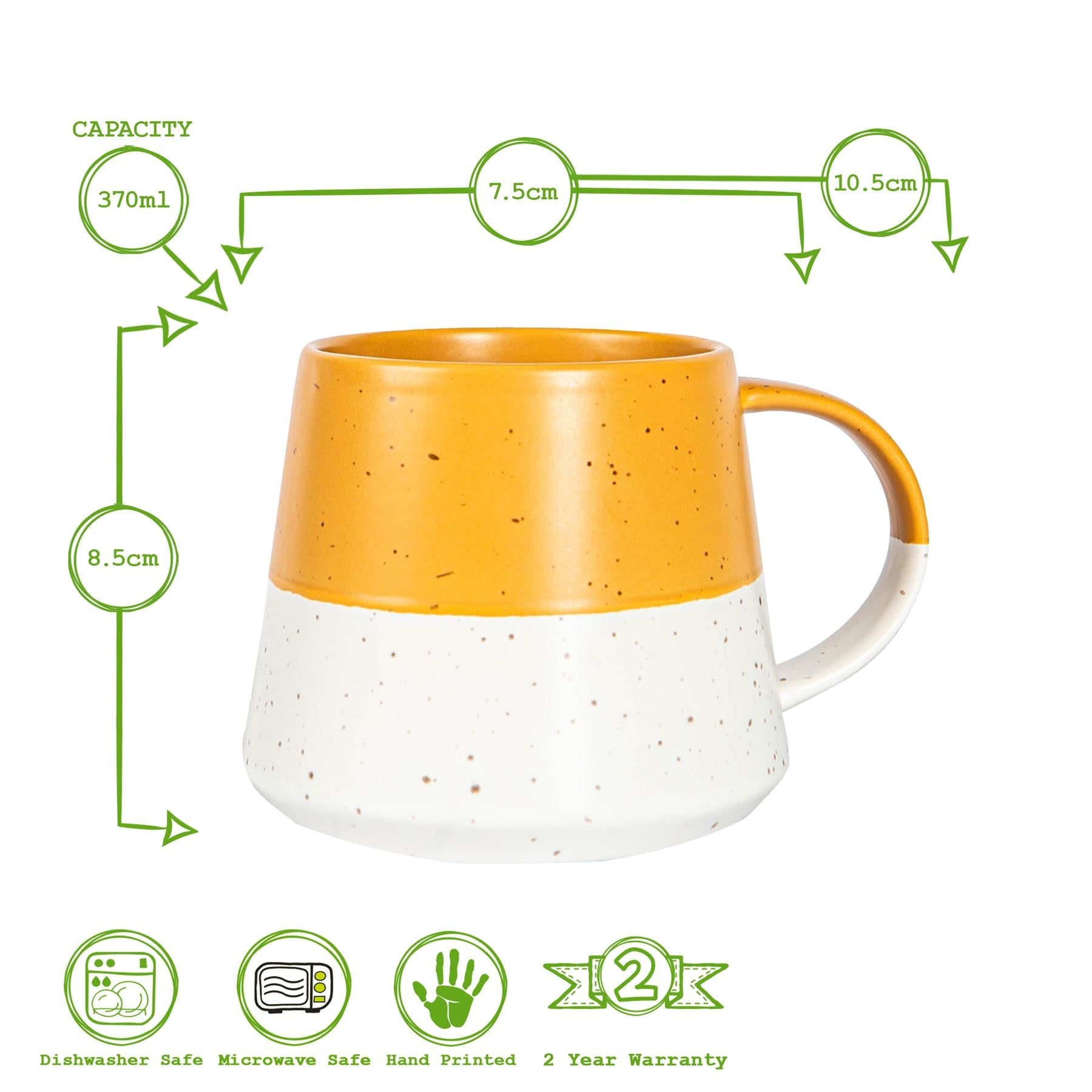 370ml Colour Block Flecked Stoneware Belly Mug